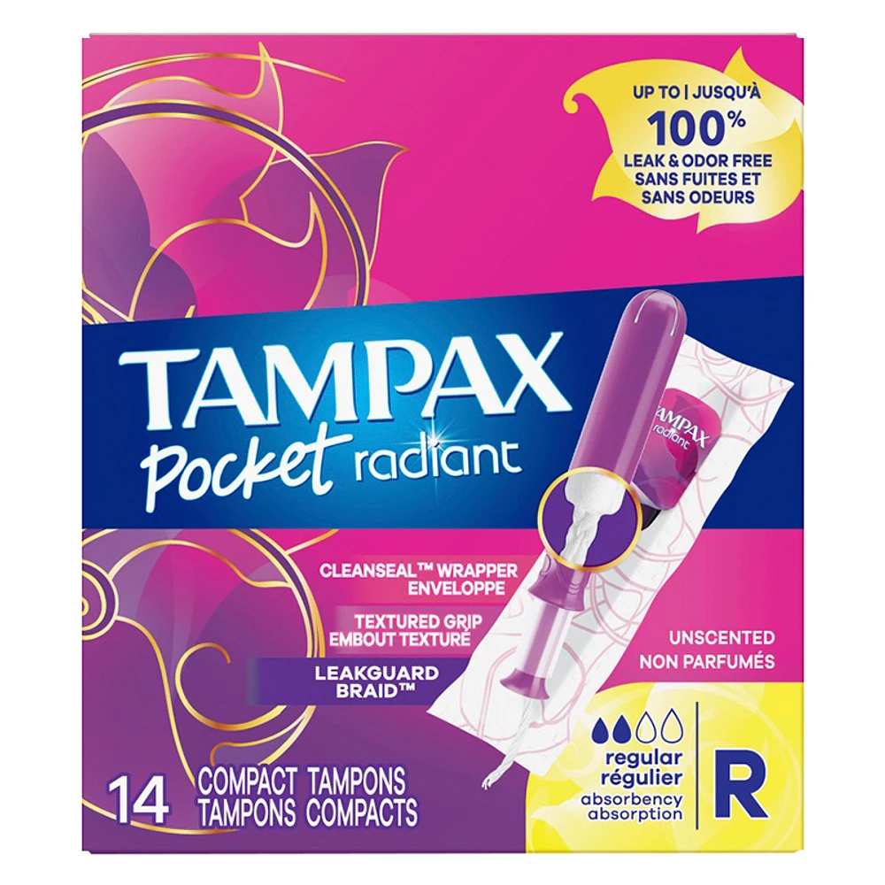 Tampax Pocket Radiant Compact Tampons - Regular - 14's