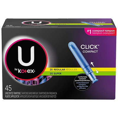 U by Kotex Click Compact Multipack Tampons - Regular/Super - Unscented - 45 Count