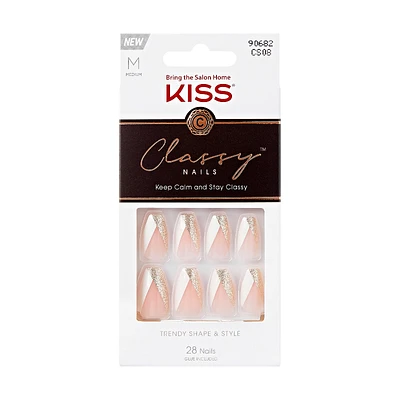 KISS Classy False Nails Kit - Medium - Coffin - The Boss - 28's