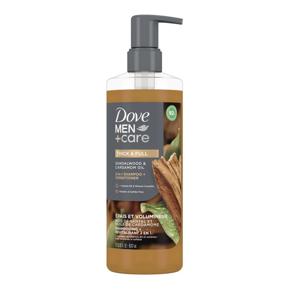 Dove Men+Care Thick & Full Shampoo/Conditioner - Sandalwood & Cardamom Oil - 518ml