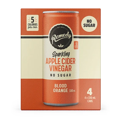 Remedy Sparkling Apple Cider Vinegar Kombucha - Blood Orange - 4x330ml