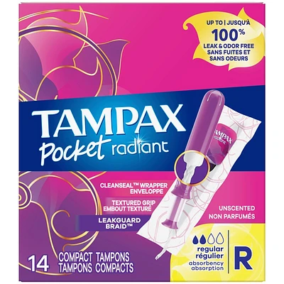 Tampax Pocket Radiant Compact Tampons - Regular - 14's