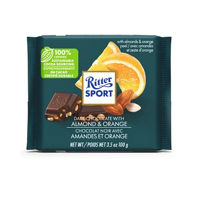 Ritter Sport - Dark Chocolate with Almond & Orange - 100g