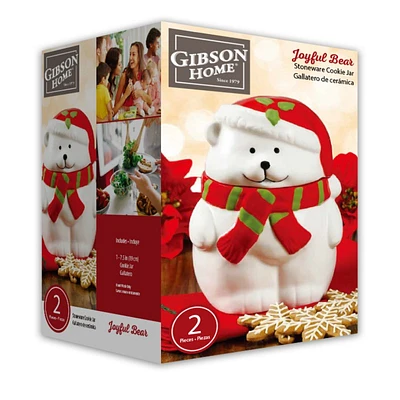 Gibson Home Joyful Bear Cookie Jar - Red/White/Green - 2 piece