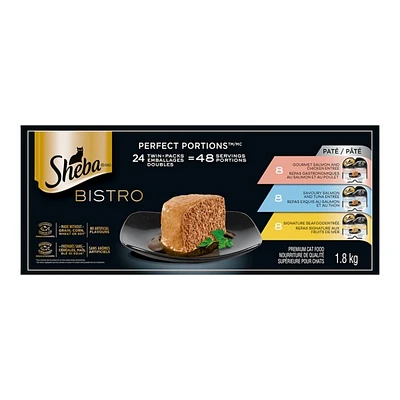 SHEBA BISTRO PERFECT PORTIONS Pate Gourmet Salmon & Chicken, Savoury Salmon & Tuna and Signature Seafood Entree - 24 x 75g