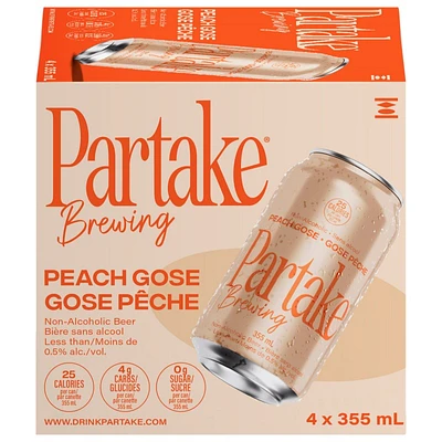 Partake Peach Gose Non-alcoholic Beer - 4x355ml