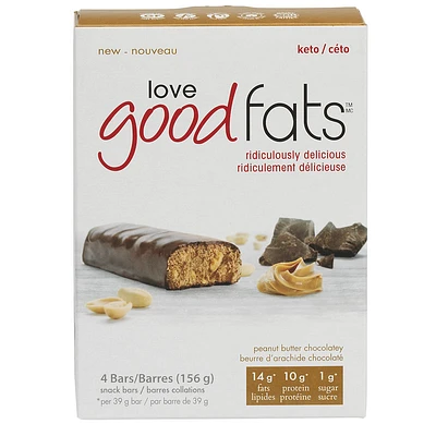 Love Good Fats Snack Bars - Peanut Butter Chocolatey - 4x39g