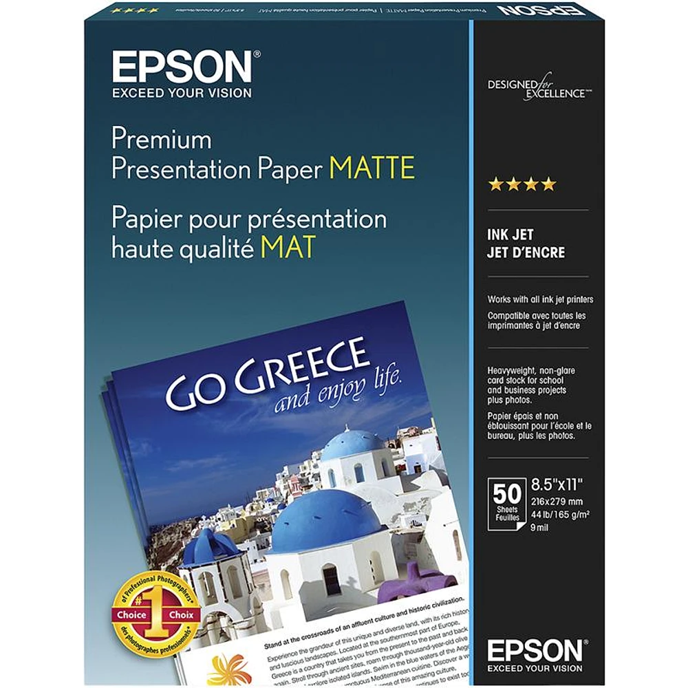 Epson Premium Matte Presentation Paper - 8.5 x 11inch - 50 Sheets - S041257