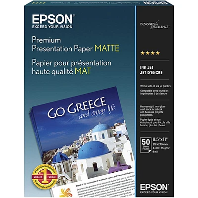 Epson Premium Matte Presentation Paper - 8.5 x 11inch - 50 Sheets - S041257