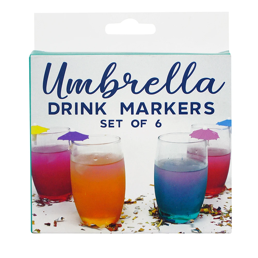 Umbrella Drink Markers - Assorted - Set of 6