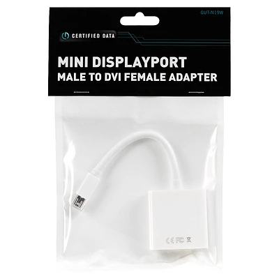 Certified Data Mini DisplayPort Male to DVI Female Adapter- GUT-N19W