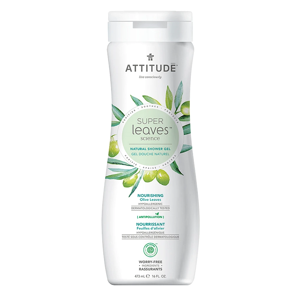 Attitude Super Leaves Science Natural Shower Gel - Nourishing Olive Leaves - 473ml