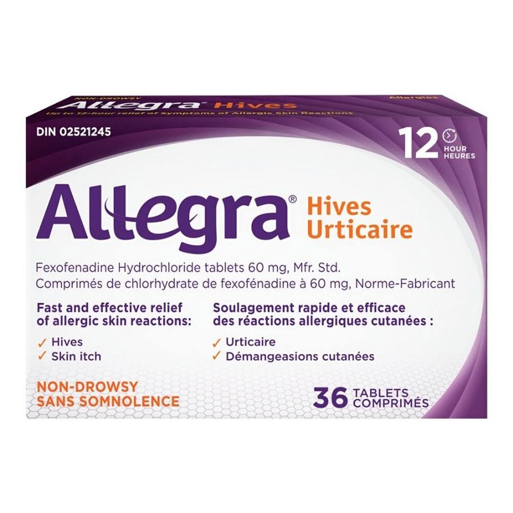 Allegra Hives 12 Hours Tablets - 60mg - 36's