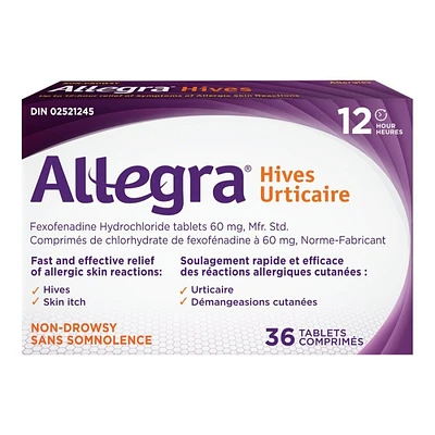 Allegra Hives 12 Hours Tablets - 60mg - 36's