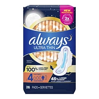 Always Ultra Thin Sanitary Pads - Overnight - Size 4