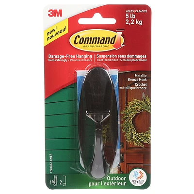 Command Large Outdoor Designer Hook - Metallic Bronze - 1 hook