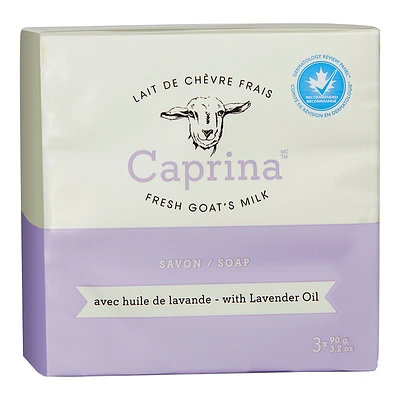 Caprina by Canus Fresh Goat's Milk Soap - Lavender Oil - 3 x 90g
