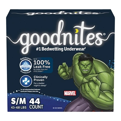 GoodNites Youth Overnight Underwear - Marvel Heroes - Small/Medium - 44 Count