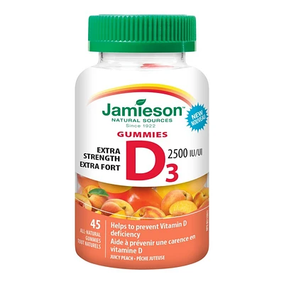 Jamieson Vitamin D3 2,500 IU Gummies - Juicy Peach - 45's