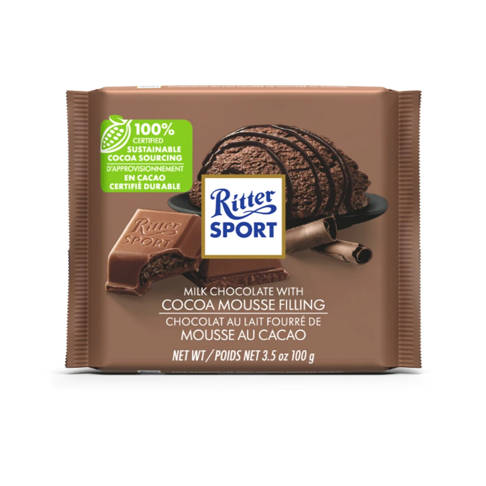 Ritter Sport - Milk Chocolate with Cocoa Mousse Filling - 100g