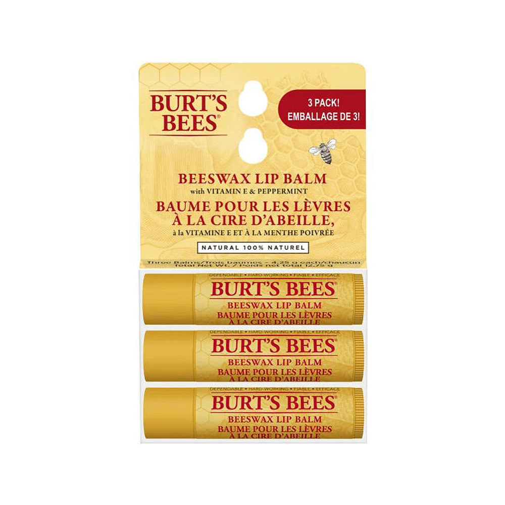 Burt's Bees Beeswax Lip Balm - 3 x 4.25g
