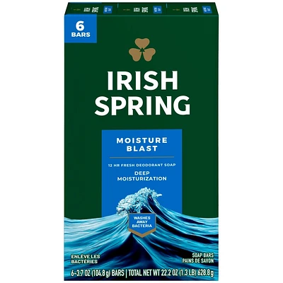 Irish Spring Bar Soap - Moisture Blast - 6 x 104.8g