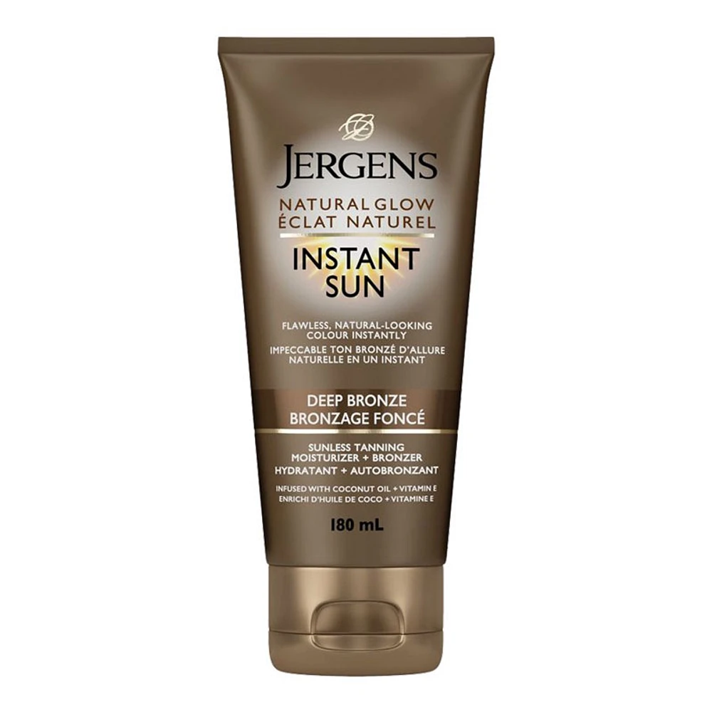 Jergens Natural Glow Instant Sun Sunless Tanning Moisturizer and Bronzer - Deep Bronze - 180ml