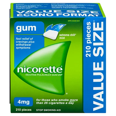 Nicorette Nicotine Gum - Extreme Chill Mint - 4mg - 210s