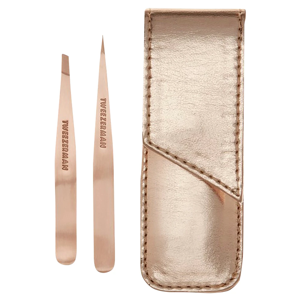 Tweezerman Petit Stainless Steel Tweezers Set - Rose Gold