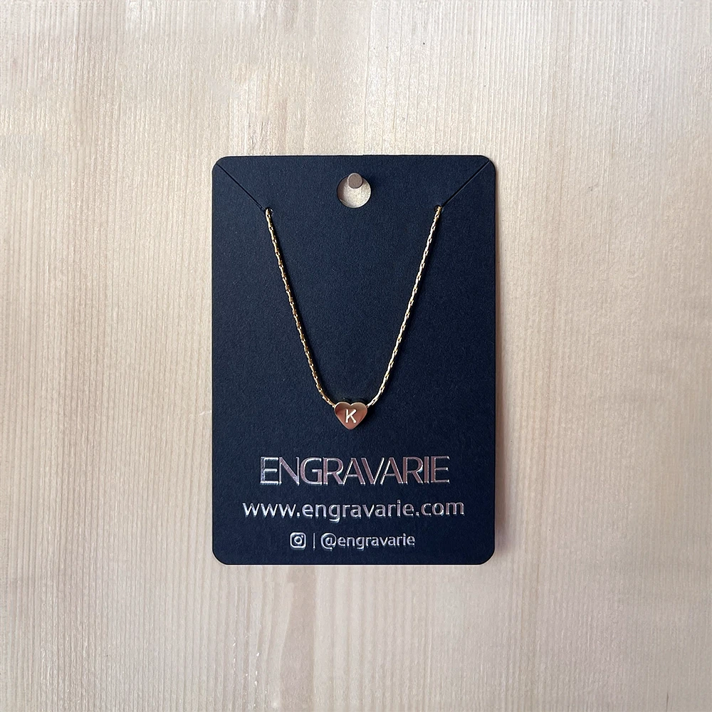 Engravarie - Free Floating Heart Initial Necklace with Snake Chain