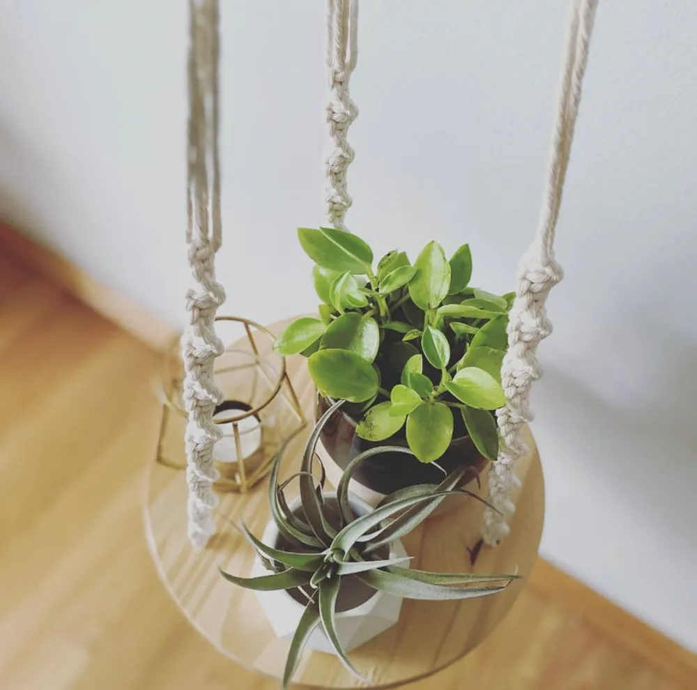 Knots by B - Round Shelf Macrame Plant Hanger