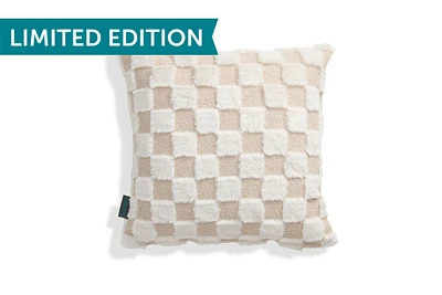 18x18 Throw Pillow Cover: Taupe Checkered Phur