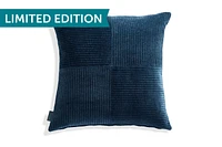 24x24 Throw Pillow Cover: Cobalt Corded Chenille