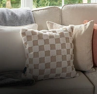 18x18 Throw Pillow Cover: Taupe Checkered Phur