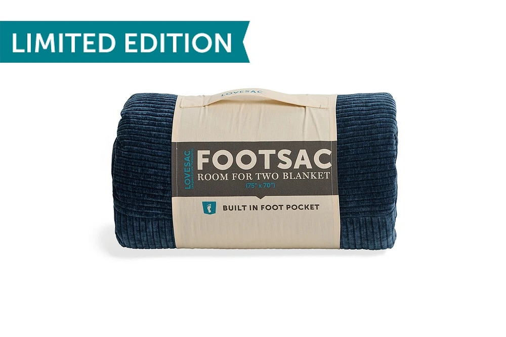 Room for Two Footsac Blanket: Cobalt Corded Chenille