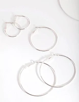 Silver Sleeper Round Hoop Trio