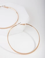 Gold Flat Edge Hoop Earrings