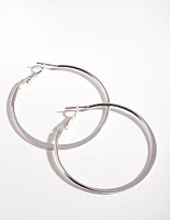 Silver Flat Edge 5cm Hoop Earrings