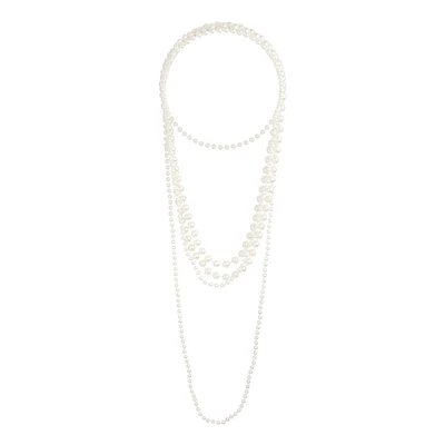 Long Trio Strand Pearl Necklace