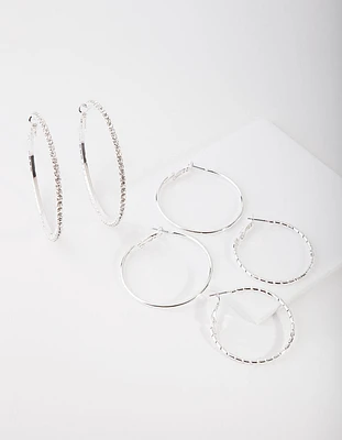 Silver Statement Diamante Earring Pack