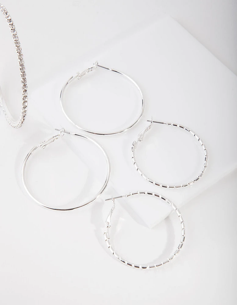 Silver Statement Diamante Earring Pack