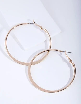 Gold Flat Edge Hoop Earrings