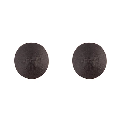 Black Round Textured Earrings