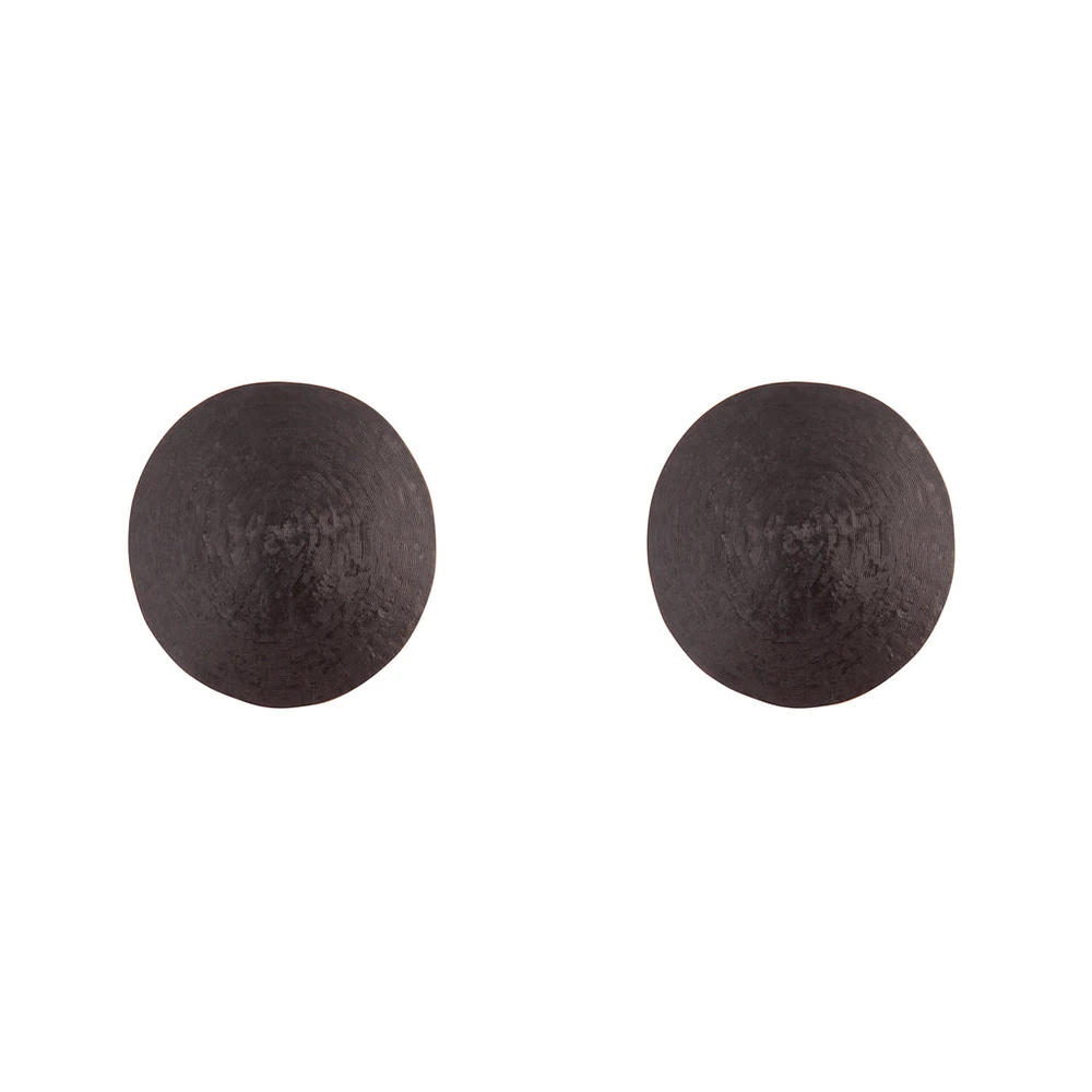 Black Round Textured Earrings
