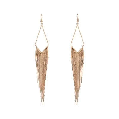 Gold Shiny Fringe Chain Earrings