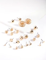 Gold Twist Disc Ball Earring 12-Pack