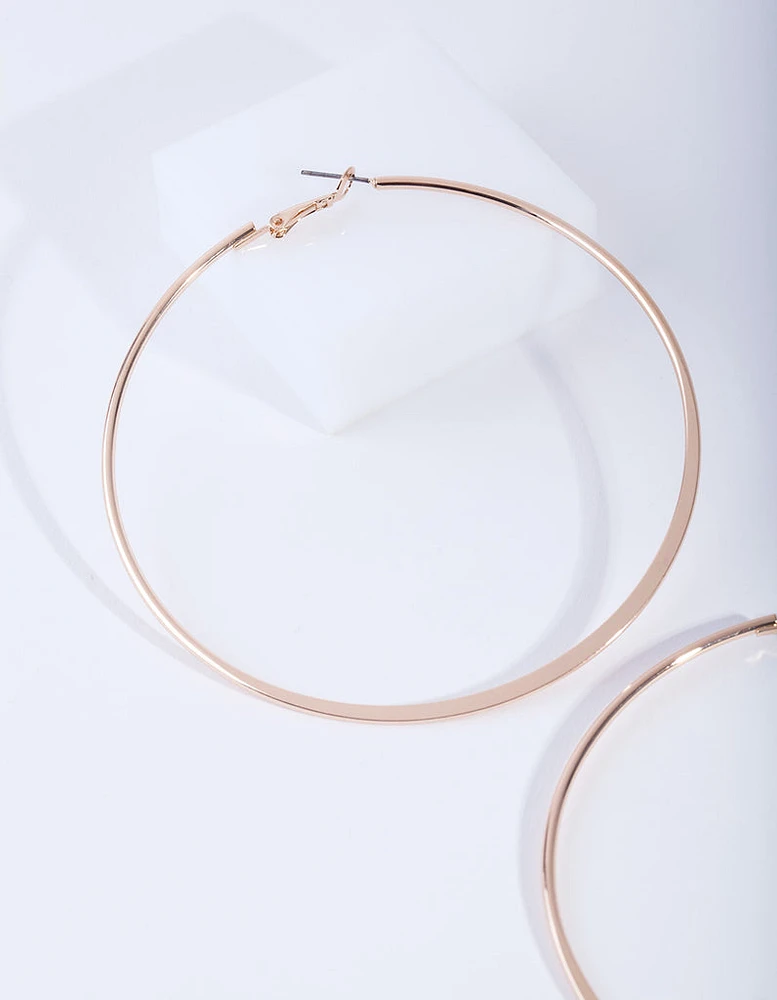 Gold Flat Edge Hoop 9cm Earring Pack