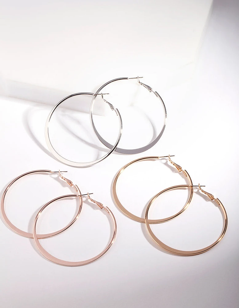 Mixed Metal Square Edged Hoop Earring Pack