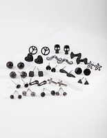 Black Mismatch Bowtie Earring 20-Pack