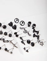 Black Mismatch Bowtie Earring 20-Pack